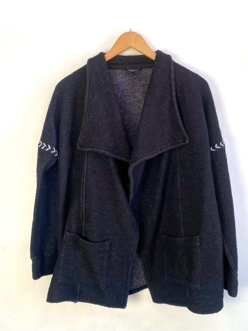 Lucky Brand Black Open-Front Knit Blazer Coatigan